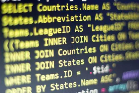 SQL query code Foto stock