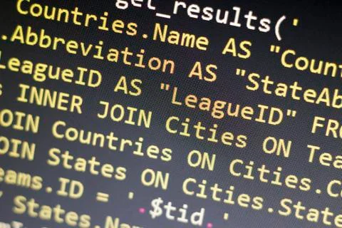 SQL query code Stock Photos