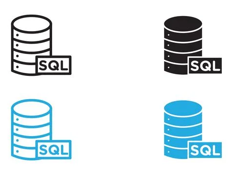 SQL server icon black and white vector outline sign Stock Illustration