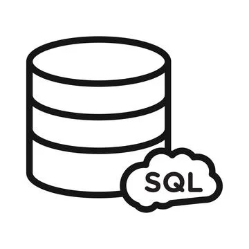 SQL server icon Black line art vector logo Stock Illustration