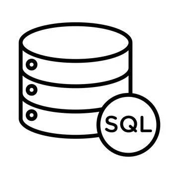SQL server icon linear logo mark in black and white Stock Illustration
