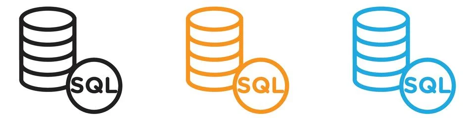 SQL server vector logo set collection for web app ui Stock Illustration