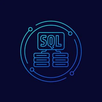 SQL servers icon, linear design Stock Illustration