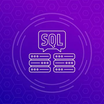 SQL servers icon, vector line design Stock Illustration