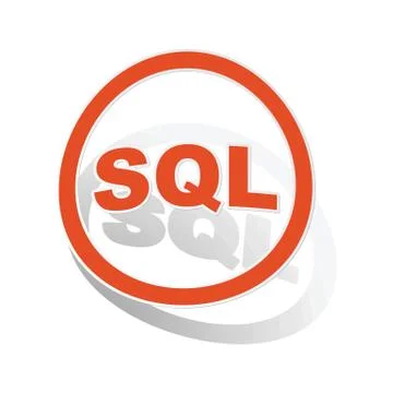 SQL sign sticker, orange Stock Illustration