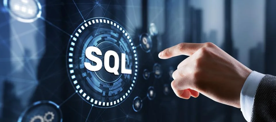 SQL Structured Query Language. Technology concept. Icon virtual screen Foto stock