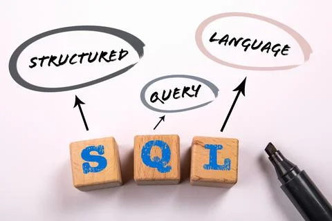 SQL. Structured Query Language. Wooden cubes with letters on a white background Stock Photos