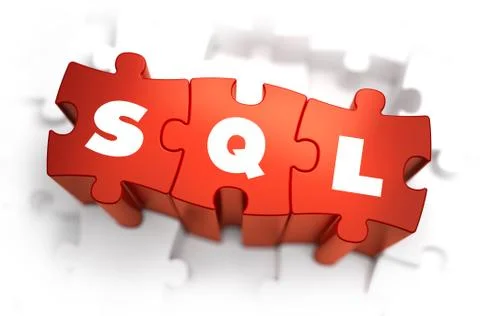 SQL - Text on Red Puzzles Illustrazione stock