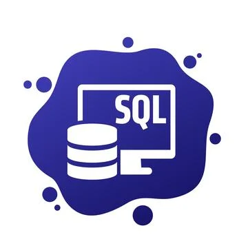 SQL vector icon with a database and computer 库存插图