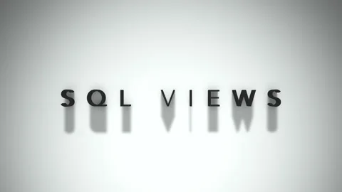 Sql views dynamic title matte black text with a white base layer Stock Footage 301837411