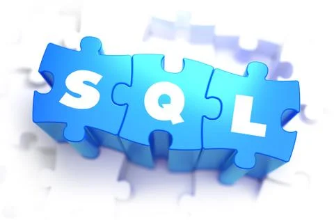 SQL - White Word on Blue Puzzles Иллюстрация
