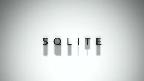 Sqlite title 3D matte black words upon a white backdrop Stock Footage 301837412