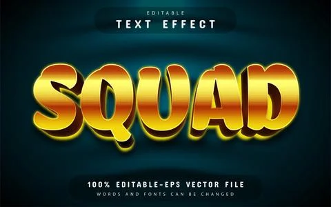 Squad 3d text effect editable Stock Illustration