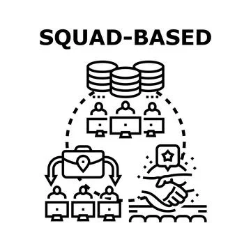 Squad based business team collaboration process Illustrazione stock