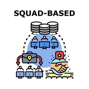 Squad based business team collaboration process Ilustração Stock
