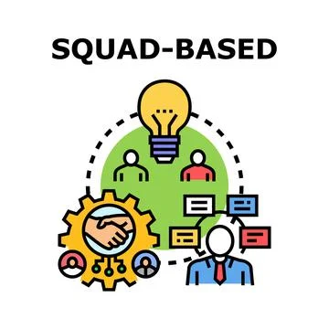Squad based team collaboration system developing solutions 스톡 일러스트