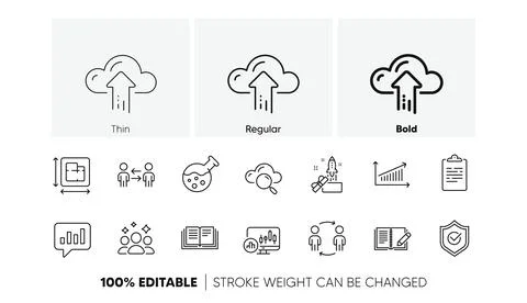 Squad, Feedback and Chart line icons. For web app, printing. Line icons. Vector Illustrazione stock
