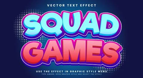 Squad Games 3d editable text effect Stock Illustration