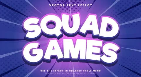 Squad games 3d editable vector text effect Stock Illustration