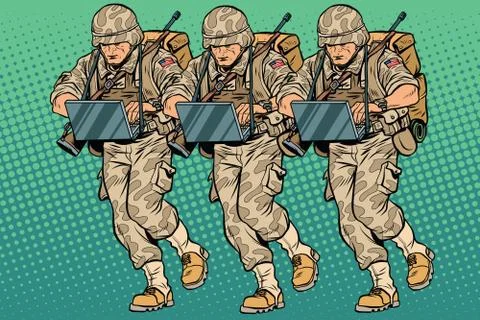 Squad modern cyber soldier Illustration