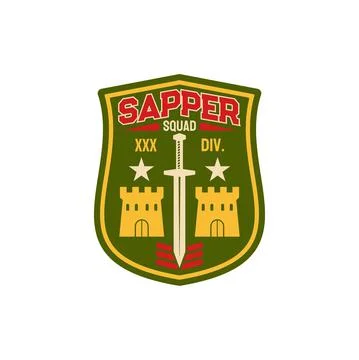 Squad of sappers combat engineers military chevron Stock Illustration