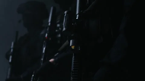 A squad of special forces armed with AR-15 rifles Stock-Footage 274747416