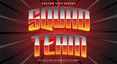 Squad Team editable text effect template Stock Illustration