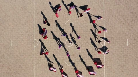 Squad, Top Shot, Formation, Cheerleading Stock Footage 307774302