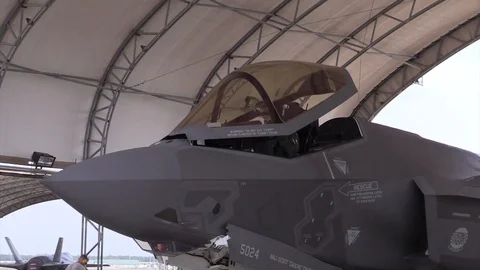 Squadron Leader Andrew Jackson complete his first flight - 2015 Stock Footage 95580442