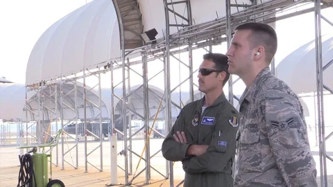 Squadron Leader Andrew Jackson prepare for his first flight - 2015 Stock Footage 95580348