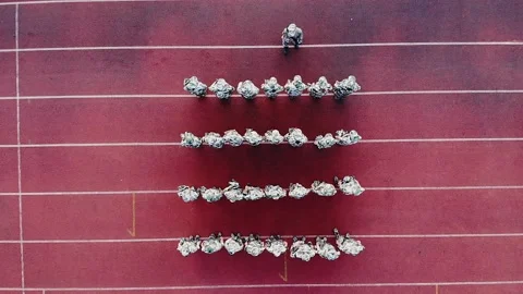 Squads of e soldiers are standing on the green field. Stock Footage 171266830