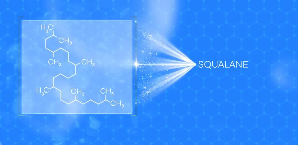 Squalane molecule on an interactive panel, display.3d illustration of the Stock Illustration