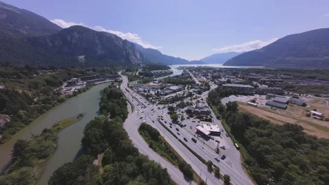 Squamish BC flyover Video stock 313749900