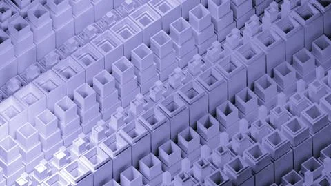 Square 3d columns move in waves. Design. Square pillars with inner rods move in Stockillustratie