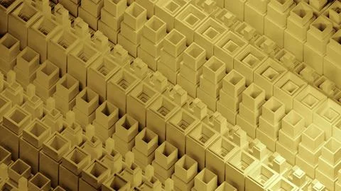 Square 3d columns move in waves. Design. Square pillars with inner rods move in Stockillustratie