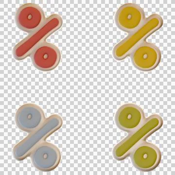 Square 3D percent sign set pastel red orange yellow green PNG, mockup template Illustrazione stock