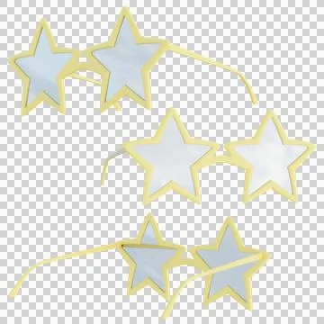 Square 3D summer beach star yellow reflective sunglasses PNG set, sticker Stock Illustration