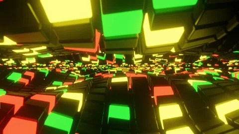 Square Abstract Animation Looping (red, yellow, green) Stock Footage 124898649