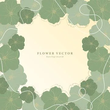 Square abstract floral background with delicate green flowers Stock Illustration
