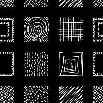 Square abstract line black background seamless pattern. Abstract line black Stock Illustration