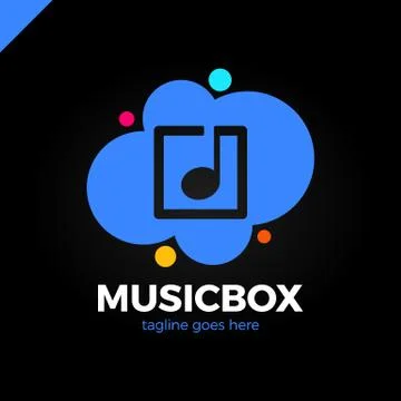 Square abstract music note vector logo icon. This logotype for music industry Stock Illustration