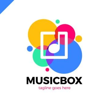 Square abstract music note vector logo icon. This logotype for music industry Stock Illustration