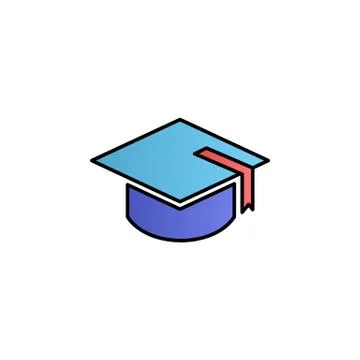 Square academic cap color gradient vector icon Stock Illustration