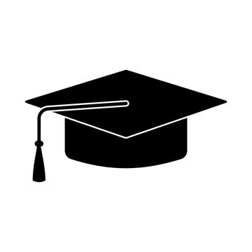 Square academic cap flat icon isolated on white. Graduation hat with tassel.. 스톡 일러스트