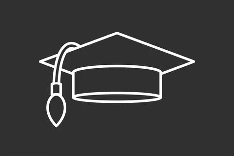 Square academic cap, graduation hat line icon, white sign, vector illustratio Stock Illustration