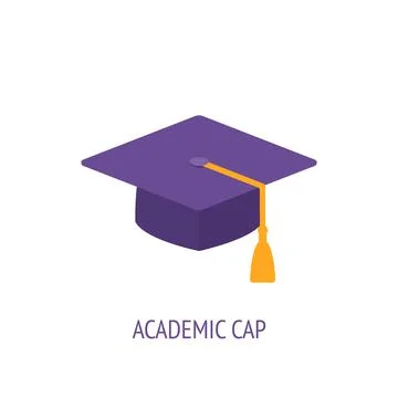 Square academic cap. Vector flat icon. Scientist hat Stock Illustration