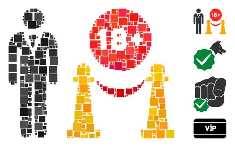 Square For Adults Only Icon Vector Collage 스톡 일러스트