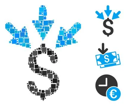 Square Aggregate Payment Icon Vector Mosaic Stock Illustration