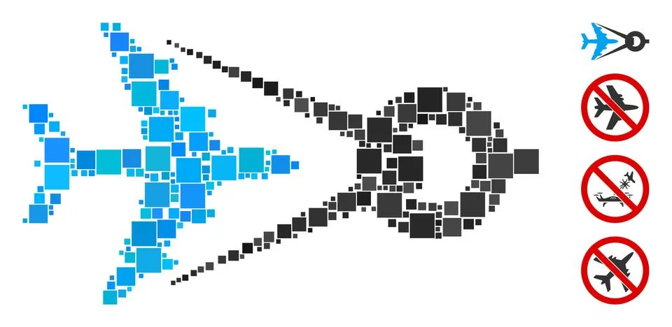 Square Airplane Project Icon Vector Collage Stock Illustration