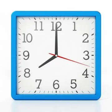 Square alarm clock at 8 o'clock. 3D illustration Illustrazione stock